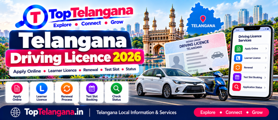 Telangana driving licence online application, learner licence, renewal and test slot guide.